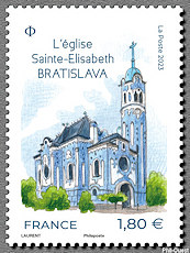 Timbre: Capitales européennes. Bratislava. Eglise Ste-Elizabeth
