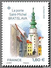 Timbre: Capitales européennes. Bratislava. Porte Saint-Michel