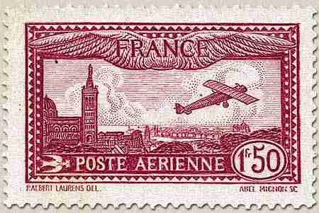 Timbre: Avion survolant Marseille,