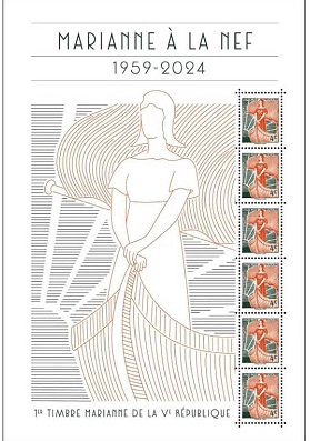 Timbre: Marianne &agrave; la Nef 1959-2024