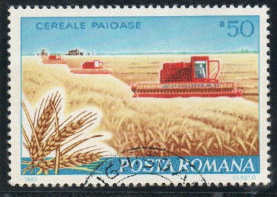 Timbre: M&eacute;canisation de l'agriculture - Moissonneuses-batteuses