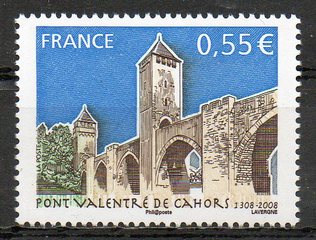 Timbre: Pont Valentr&eacute; & ses tours &agrave; Cahors (Lot)