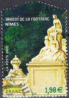 Timbre: Jardin de la fontaine &agrave; Nimes (phil@poste)
