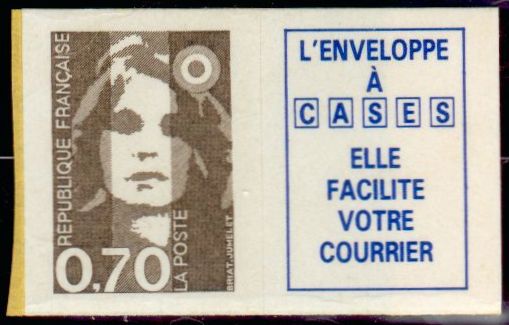 Timbre: Marianne du Bicentenaire 0,70 + vignette