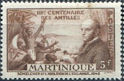 Timbre: Tricentenaire du rattachement des Antilles &agrave; la France.
