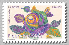Timbre: Fleurs brod&eacute;es no 3