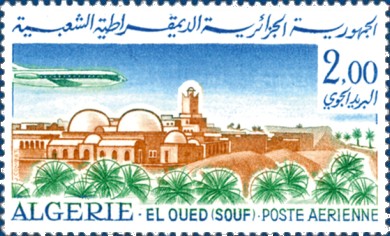 Timbre: Avion et vue d' Oued Souf