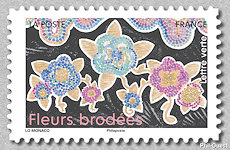 Timbre: Fleurs brod&eacute;es no 6