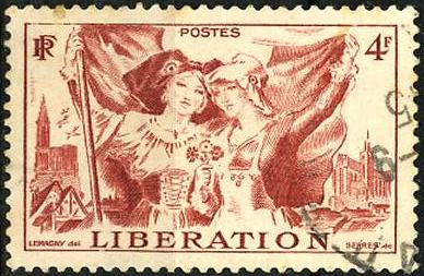 Timbre: Lib&eacute;ration de l'Alsace et de la Lorraine