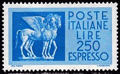 Timbre: Art &eacute;trusque, chevaux ail&eacute;s