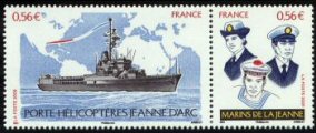 Timbre: Porte h&eacute;licop&egrave;re:La Jeanne d'Arc+marins