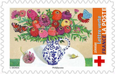 Timbre: Croix Rouge : Zinnias