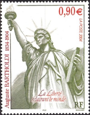 Timbre: Auguste Bartholdi - La Libert&eacute; &eacute;clairant le monde 