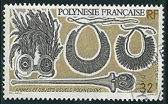 Timbre: Armes et objets usuels polynésiens