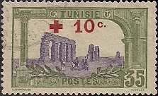 Timbre: Aqueduc de Zaghouan. Surcharg&eacute;
