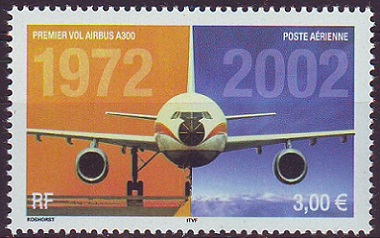 Timbre: 30e anniv du 1er vol de l'Airbus A300