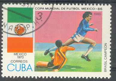 Timbre: Cuba - Coupe du monde de football au Mexique