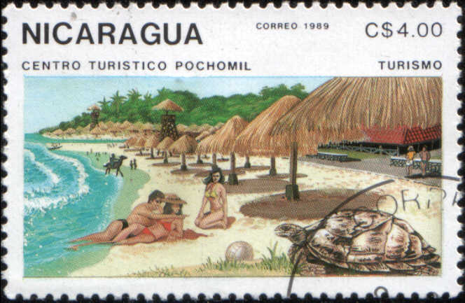 Timbre: Centre touristique Pochomil, plage et paillottes