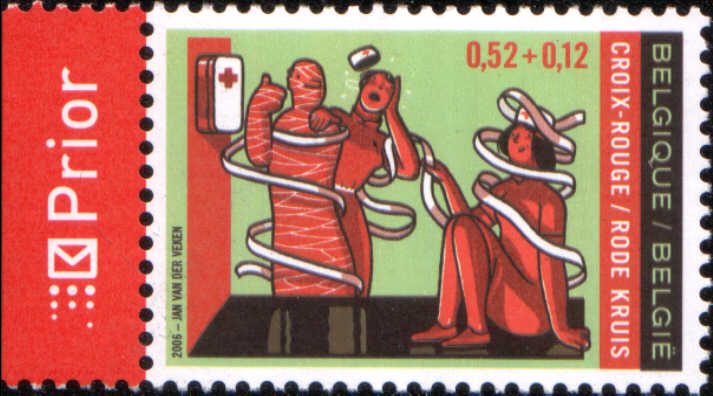 Timbre: Croix-Rouge infirmi&egrave;res et momie ( Petit format )
