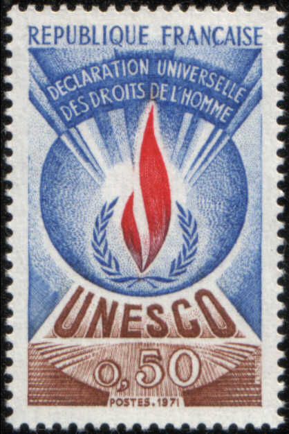 Timbre: UNESCO, D&eacute;claration universelle des Droits de l'Homme