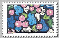Timbre: Fleurs brod&eacute;es 
