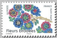 Timbre: Fleurs brod&eacute;es 