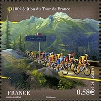 Timbre: Le Tour - peloton &agrave; l'Alpe d'Huez
