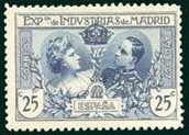 Timbre: Expo Madrid - Reine Victoria roi Alphonse XIII