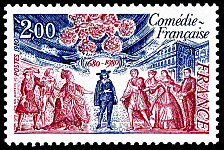 Timbre: 300 &egrave;me anniversaire de la Com&eacute;die Francaise