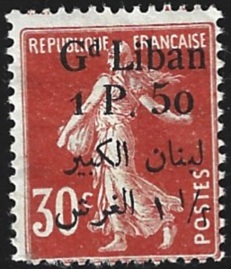 Timbre: Type Semeuse. Surcharg&eacute;