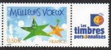 Timbre: Meilleurs Voeux "&eacute;toiles bleu clair"
