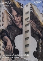 Timbre: Art urbain Violoncelliste