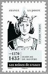 Timbre: Les Reines de France :  Isabeau de Bavi&egrave;re (1370-1435)