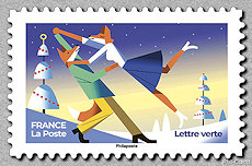 Timbre: Timbres F&eacute;erique - Couples de renards dansant
