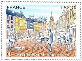 Timbre: F&ecirc;te du timbre Arts de la rue - Peintres de rue