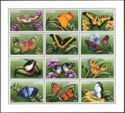 Timbre: Papillons  - Feuillet 12 timbres