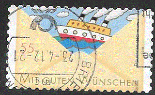 Timbre: Meilleurs voeux bateau / adh&eacute;sif