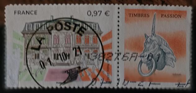 Timbre: Moulins Allier (avec vignette)