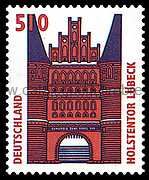 Timbre: La porte Holstentor &agrave; L&uuml;beck