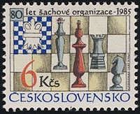 Timbre: 80&deg; anniversaire de la f&eacute;d&eacute;ration d'&eacute;checs