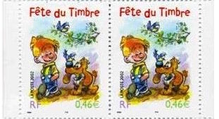 Timbre: Boule et Bill - paire du bas de carnet