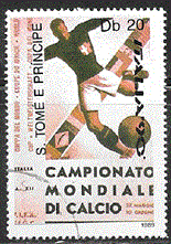 Timbre: Coupe du monde de football. en Italie