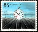 Timbre: Horloge de gare (1944) con&ccedil;ue par Hans Hilfiker