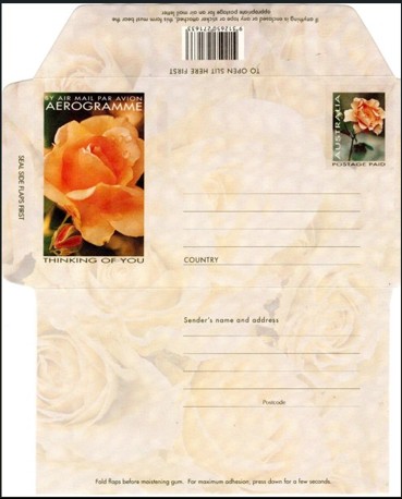 Timbre: aerogramme rose 