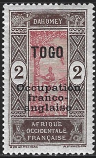 Timbre: Indig&egrave;ne et palmier. Surcharg&eacute;