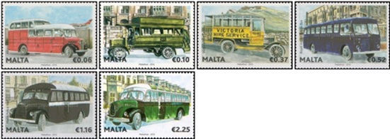 Timbre: Transports anciens, Bus de Malte (II) - Police