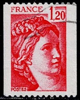 Timbre: Sabine de Gandon 1,20 f. rouge (roulette)
