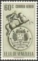 Timbre: Statue de Bolivar et armes du V&eacute;n&eacute;zu&eacute;la