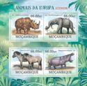 Timbre: Animaux d'Europe disparus - Feuillet 4 timbres