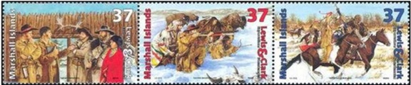 Timbre: 200 ans d'exp&eacute;dition dans l'Ouest USA (III) - Cavaliers